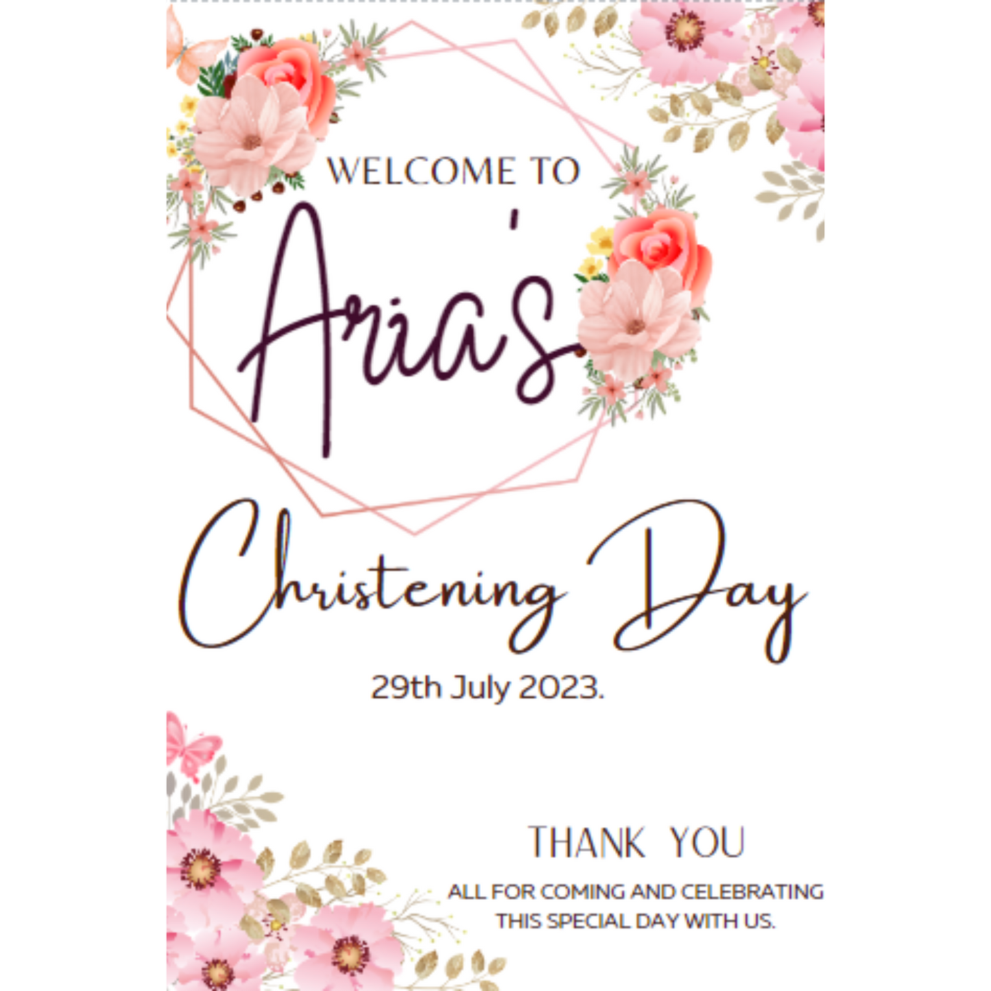 Christening Day Welcome Sign