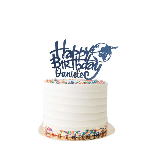 Travel Happy Birthday Cake Topper